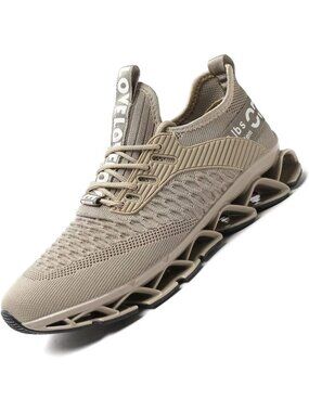 Men's White Running Shoes Blade Non Slip Breathable Mesh Soft Sole Sneakers